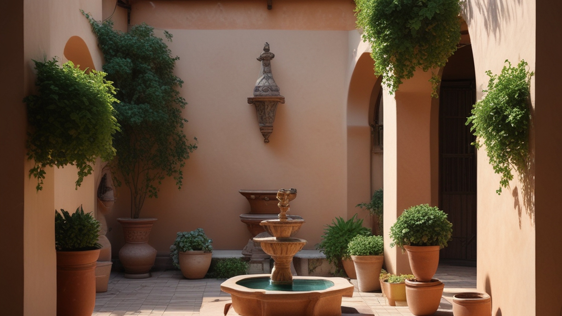Patio Central de Finca Bee Kind en Mendoza